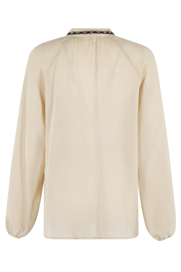 BAZAR DELUXE BAZAR DELUXE V-NECK BLOUSE WITH BEADED DETAILING AND OVERSIZED FIT