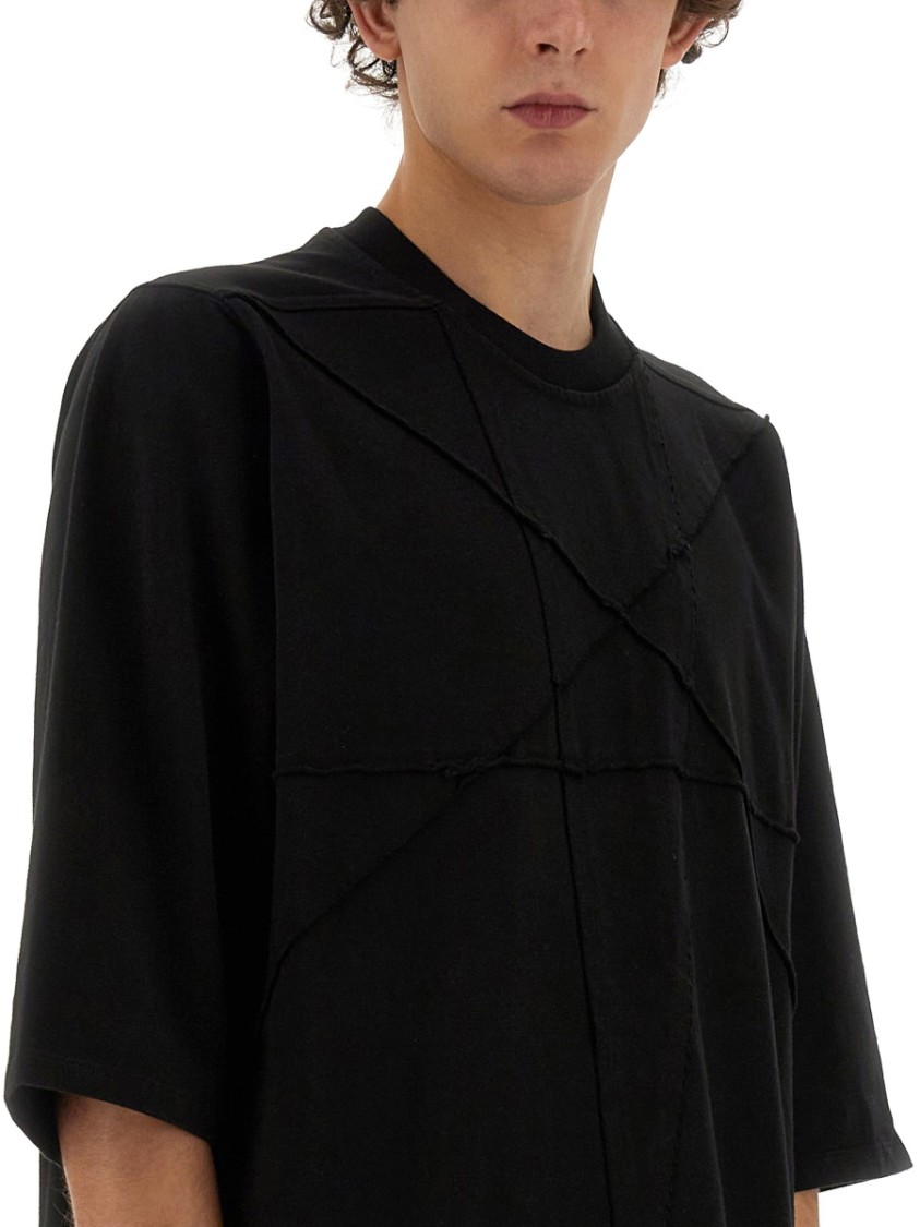 Rick Owens Drkshdw Drkshdw By Rick Owens Oversized Cotton T-shirt With Geometric Design And Relaxed Fit In Black