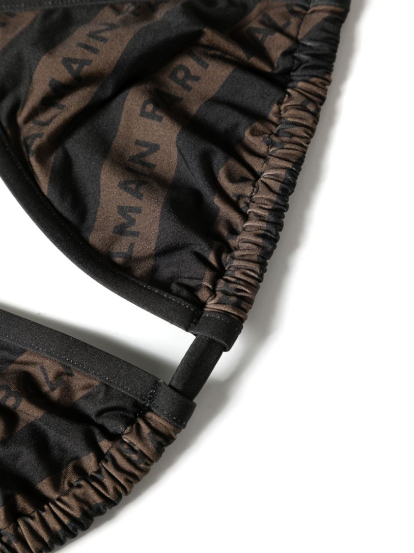 Balmain Multicolour Triangle Bikini With Adjustable Ties In Black