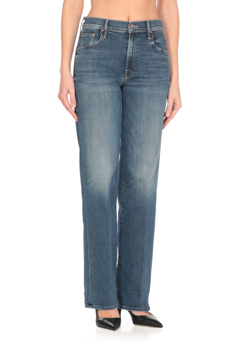 Mother The Mid Rise Maven Sneak Jeans In Washed Blue