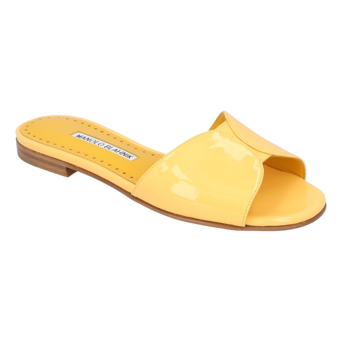Manolo Blahnik 10mm Houramu Patent Leather Flats In Yellow