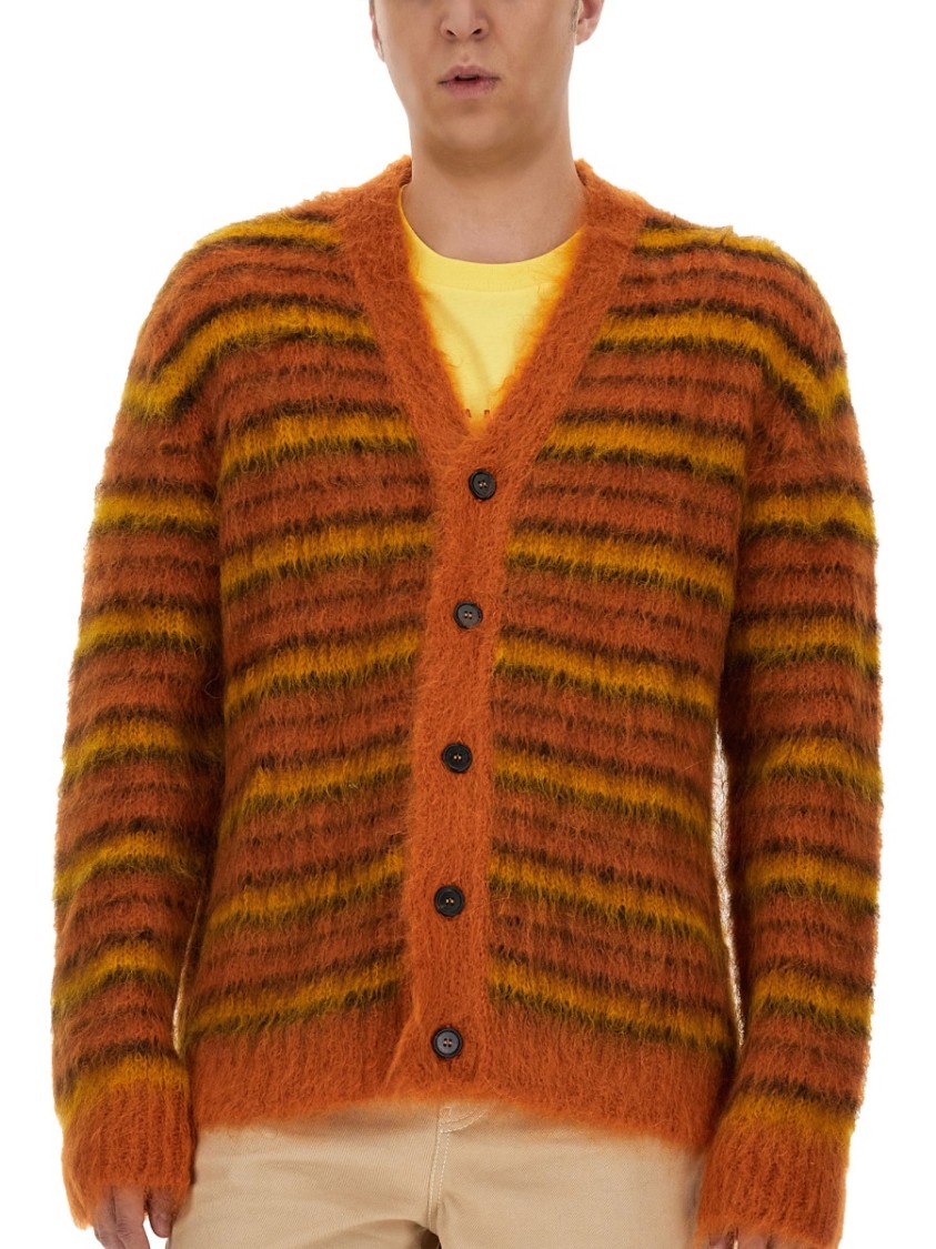 Shop Marni V-neck Cardigan In Orange