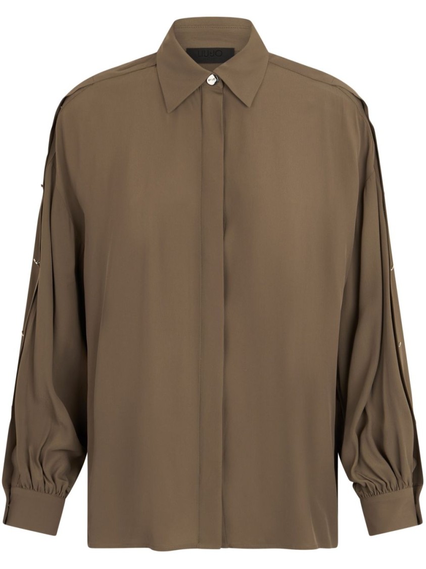 Liu •jo Liu Jo Green Shirt With Classic Collar In Brown