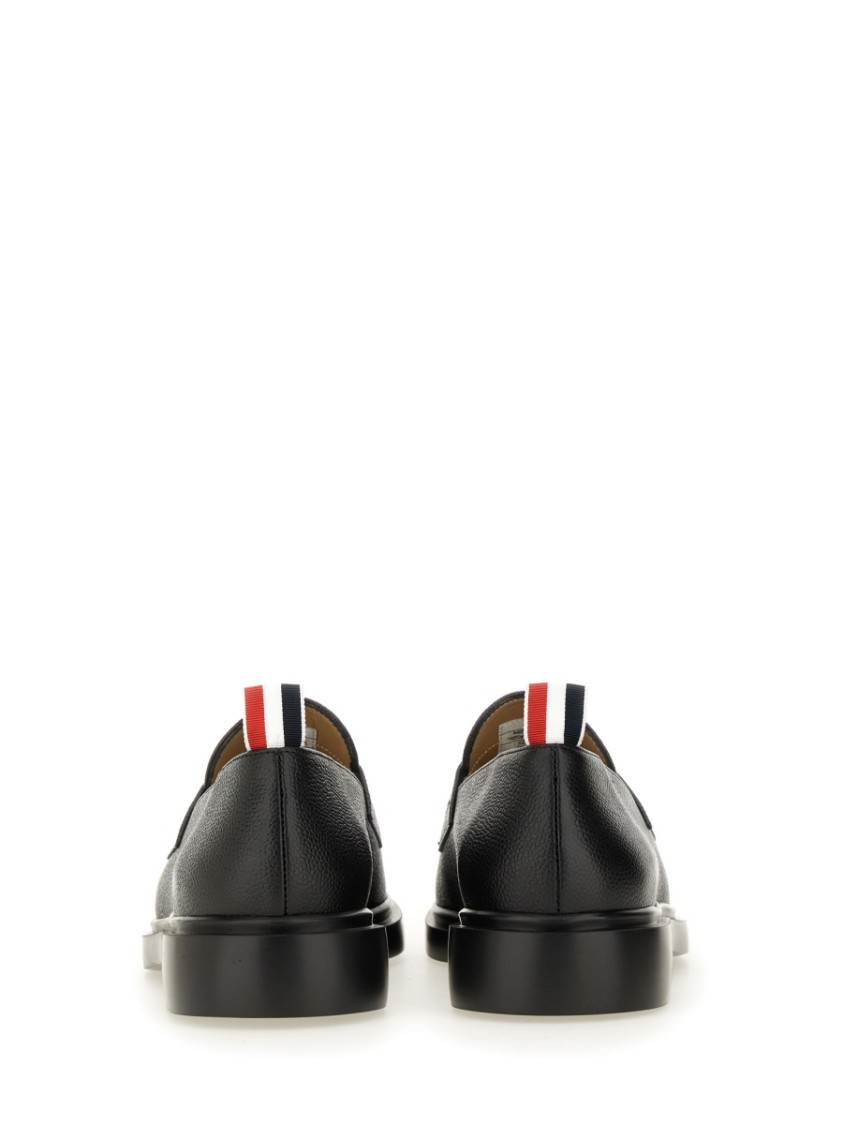 Thom Browne Black Slip-on Loafers With Loop Detail In Black