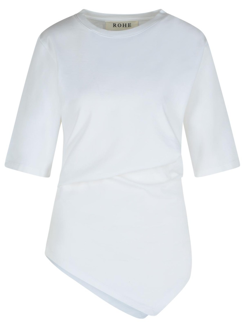 Rohe Asymmetrical White Organic Cotton Woven T-shirt In White