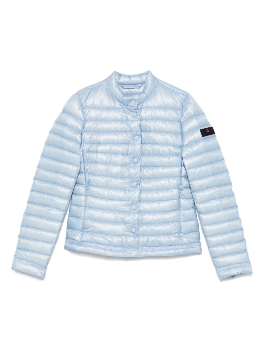 Peuterey Quilted Silver Jacket With Stand-up Collar