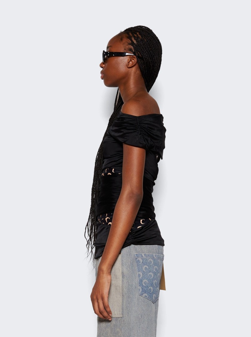 Marine Serre Jersey Draped Off Shoulder Top
