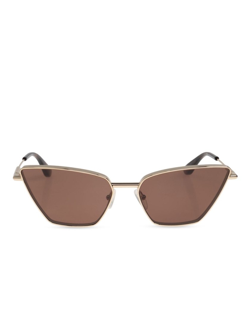 Alexander Mcqueen Geometric Gold Sunglasses With Bold Angular Frame In Gold