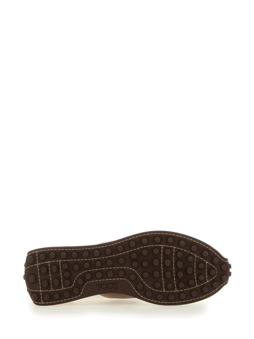 Tod's Fabric And Suede Sneakers With Contrast Panels In White