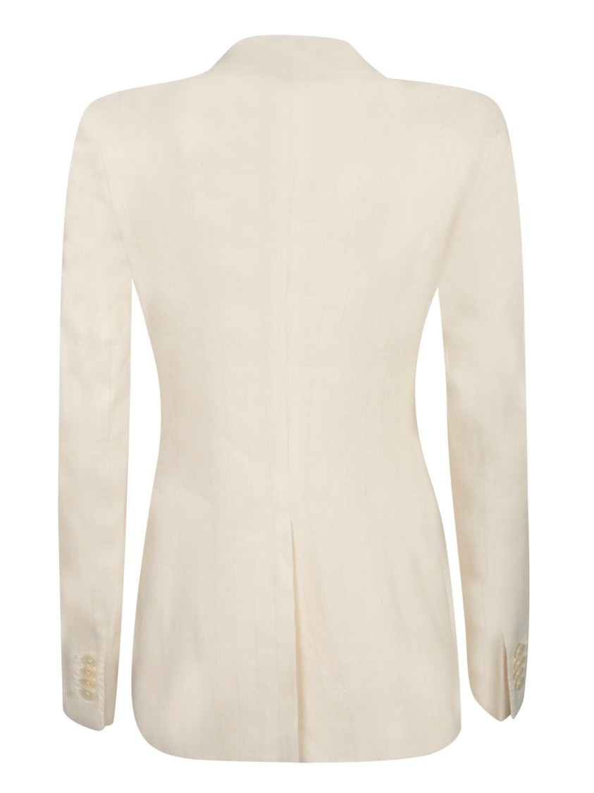 Tagliatore Striped Cotton Double-breasted Jacket With Tone-on-tone Buttons