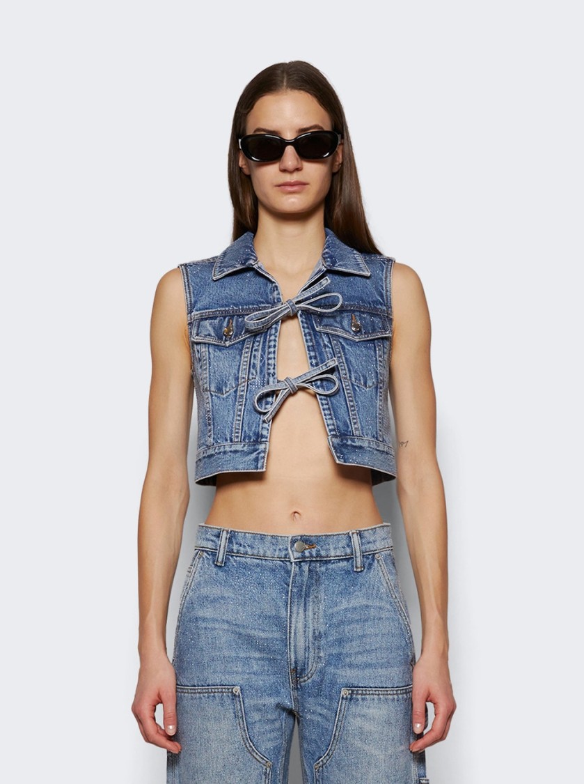 Alexander Wang Tied Front Vest Vintage Light Indigo In Blue