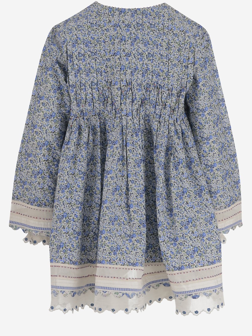 Péro Pero Floral-patterned Cotton Dress With Contrasting Edges