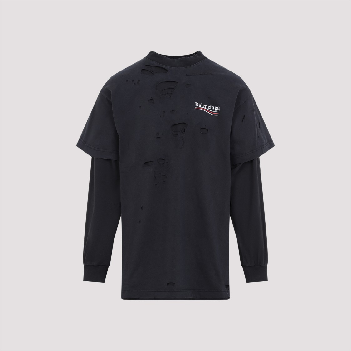 Balenciaga Black Political Campaign Long Sleeve Layered T-shirt In Black