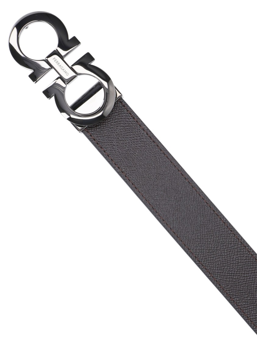 Ferragamo Hammered Leather Reversible Belt