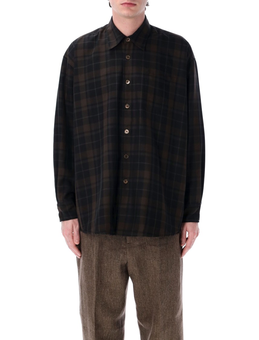Our Legacy Borrowed Plaid Button-up Shirt In Black