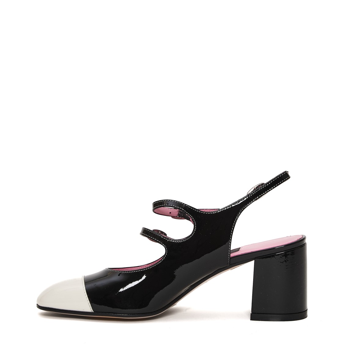 Shop Carel Paris Black Patent Slingback With White Toe Cap