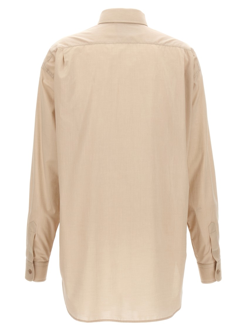 Moschino Slightly Loose-fitting Cotton Shirt With Patch Pocket In Neutral