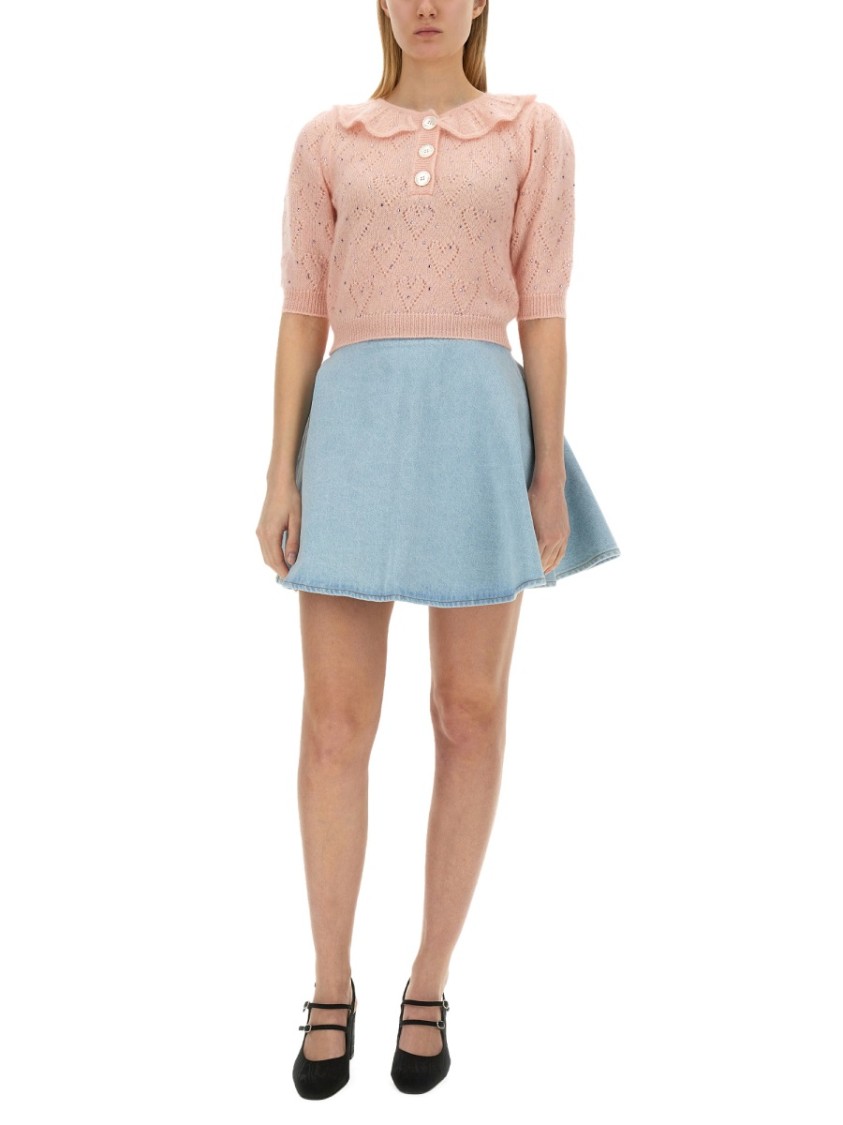 Alessandra Rich Embellished Mohair-blend Cardigan In Pink