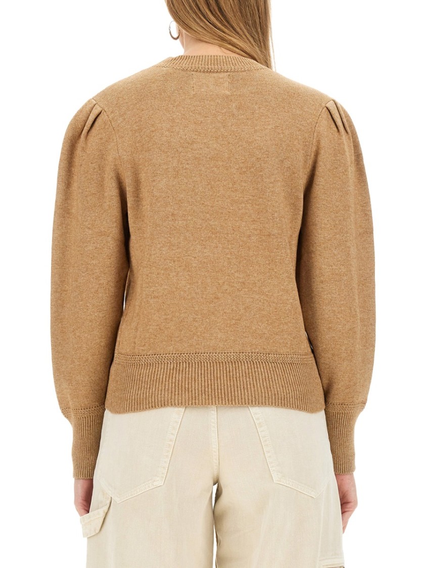 Isabel Marant Étoile Cropped Sweater With Voluminous Puff Sleeves In Neutral