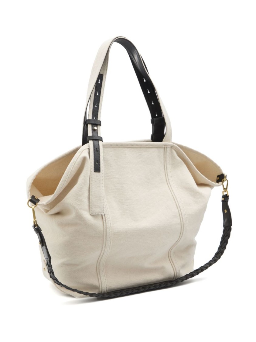 Golden Goose Spacious Beige Handbag With Dual Handles And Adjustable Strap In White