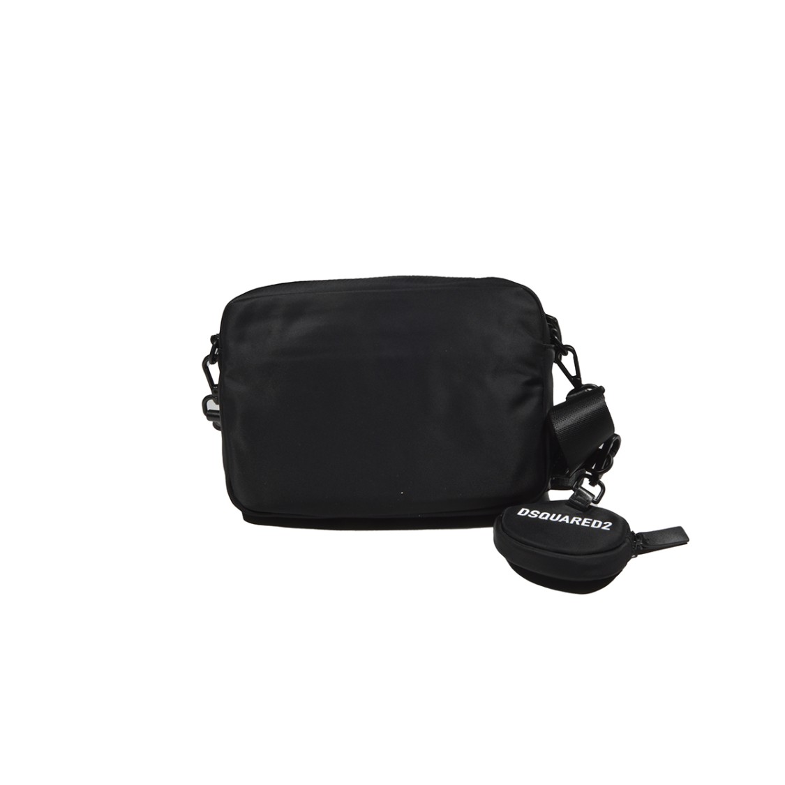 Dsquared2 Square Crossbody Bag In Glossy Black Nylon In Black