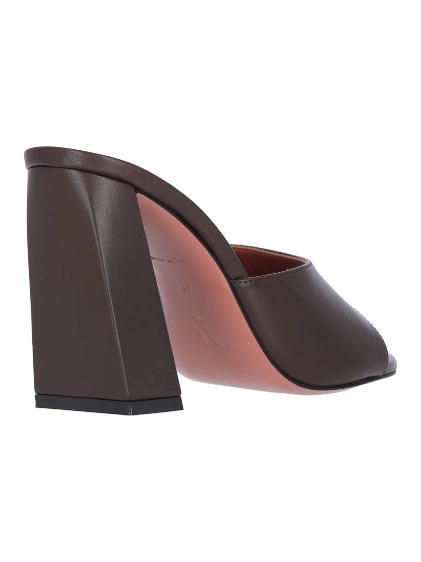 AMINA MUADDI AMINA MUADDI BRIGITTE 95 SANDALS IN BROWN HAMMERED LEATHER