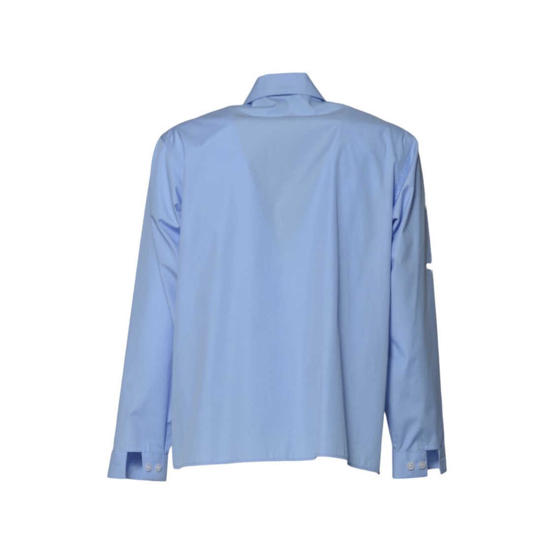 Shop Marni Light Blue Organic Poplin Zip-up Shirt