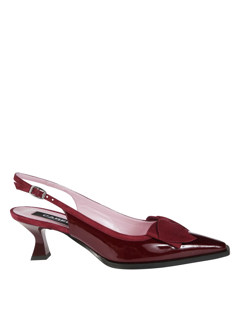 Carel Pointed Toe Sculpted Heel Slingback Pumps In Burgundy