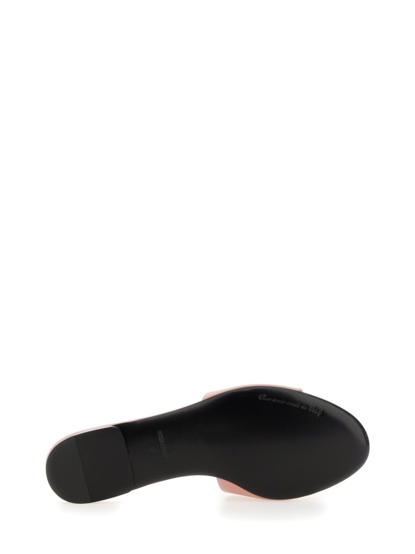 Shop Dolce & Gabbana Leather Slide Sandal In Pink