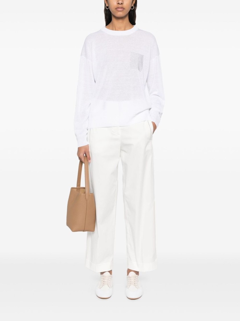 Shop Peserico Lightweight White Knit Sweater