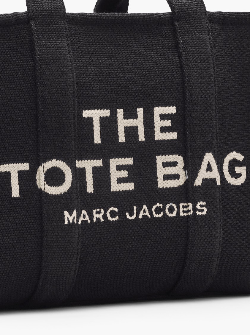 Marc Jacobs 'the Medium Tote' Black Tote Bag With Contrasting Logo Embroidery In Black