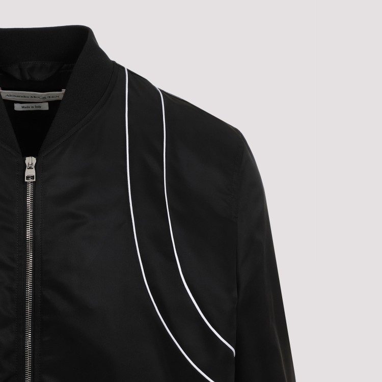 Alexander Mcqueen Piping Harness Black Polyamide Bomber