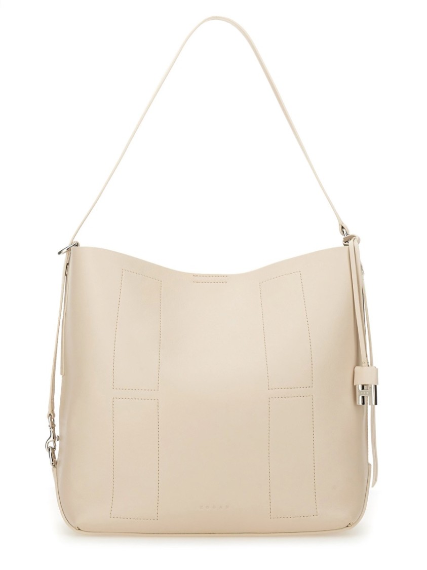Hogan Borse A Tracolla In Pelle Di Vitello Bianca In Neutrals