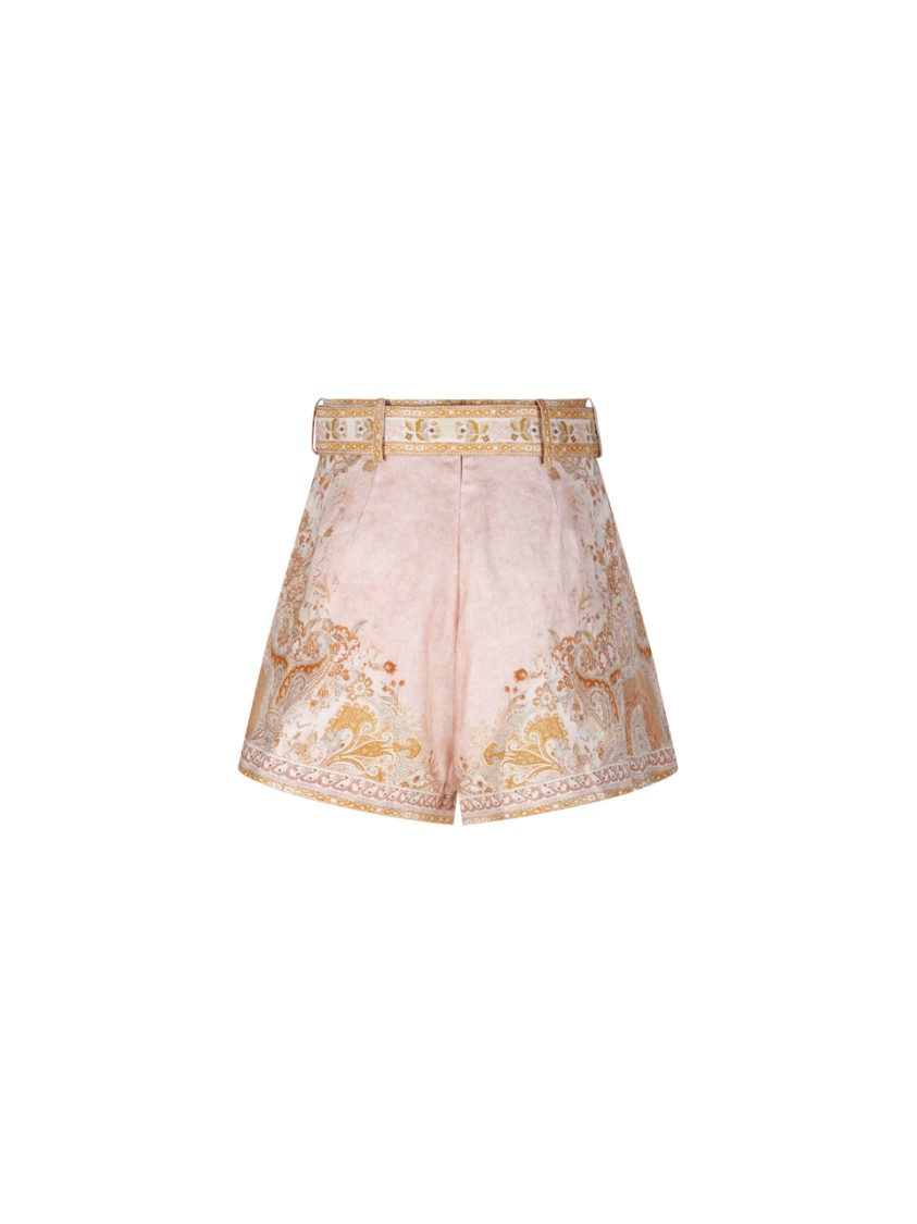 Shop Zimmermann Acacia Tuck Shorts In Pink