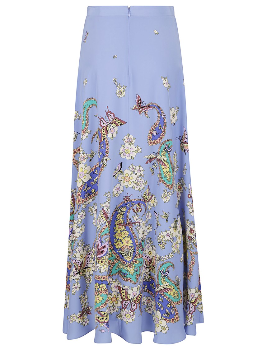 Etro Paisley Print A-line High Waist Midi Skirt In Multi