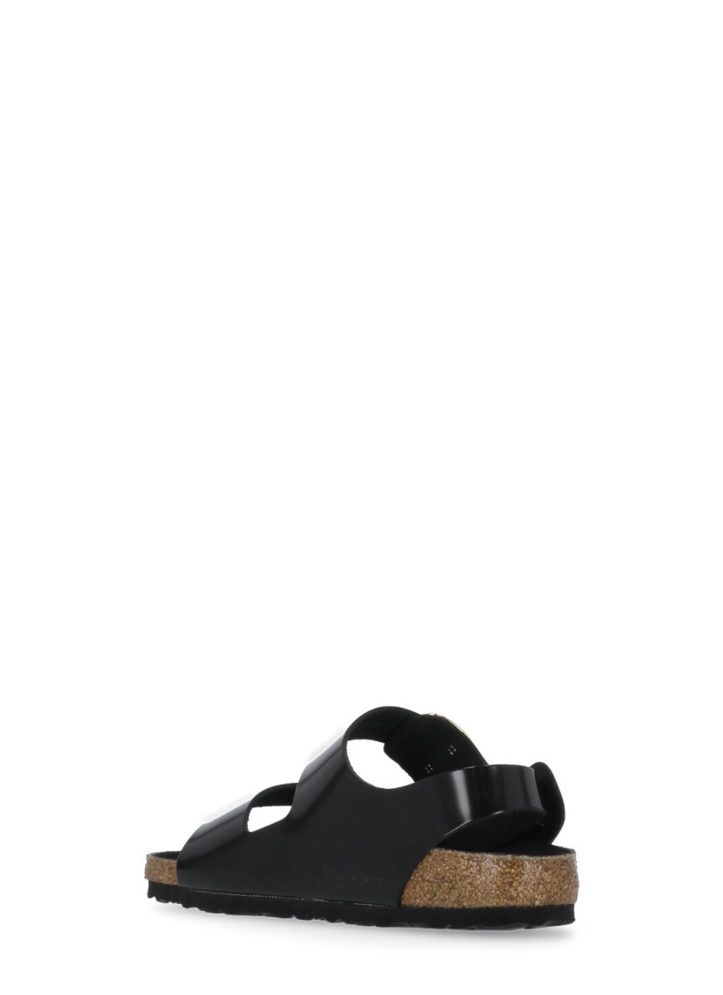 Birkenstock Milano Big Buckle I Lacquered Leather Sandal Color Bla In Black