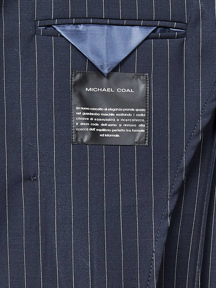 Shop Michael Coal Navy Blue Wool Blend Double-breasted Blazer