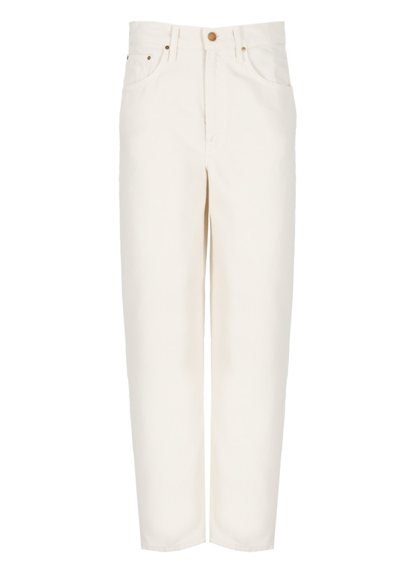 Mother The Peeler Tapered Ankle Jeans In White