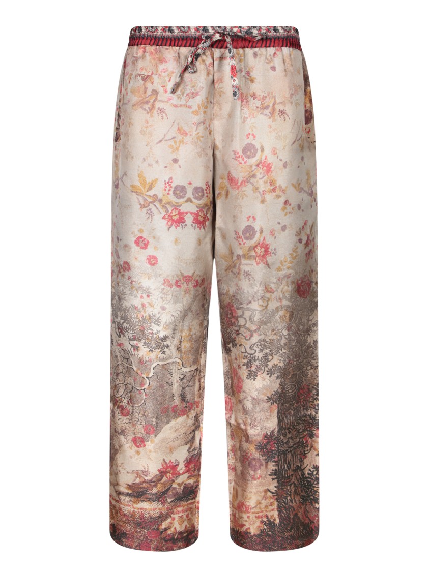 Pierre-louis Mascia Wide-leg Floral Trousers With Elastic Waistband