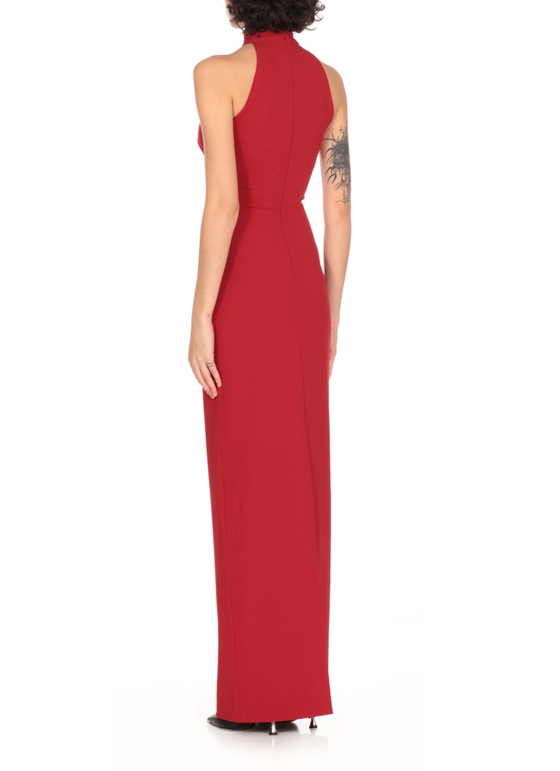 Solace London High Neck Sleeveless Evening Dress In Red