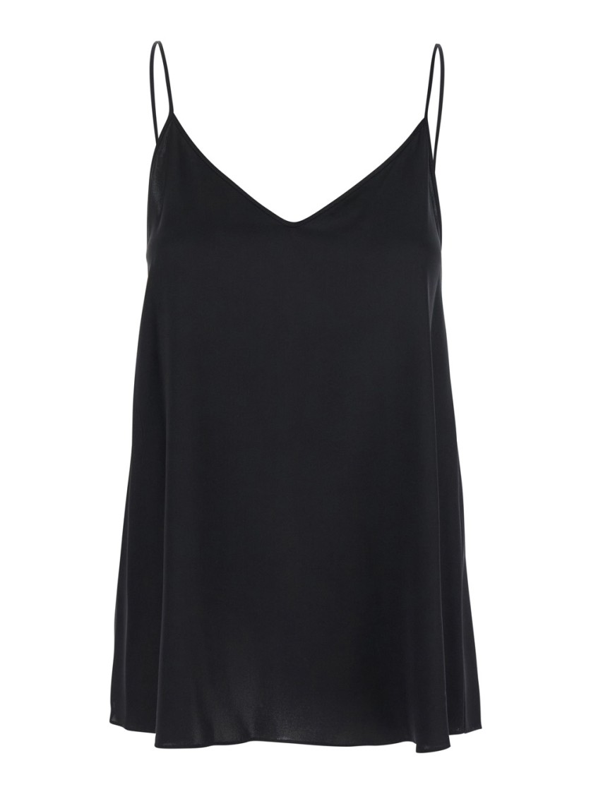 Antonelli 'abe' Black Sleeveless Top With Spaghetti Straps And V Neck