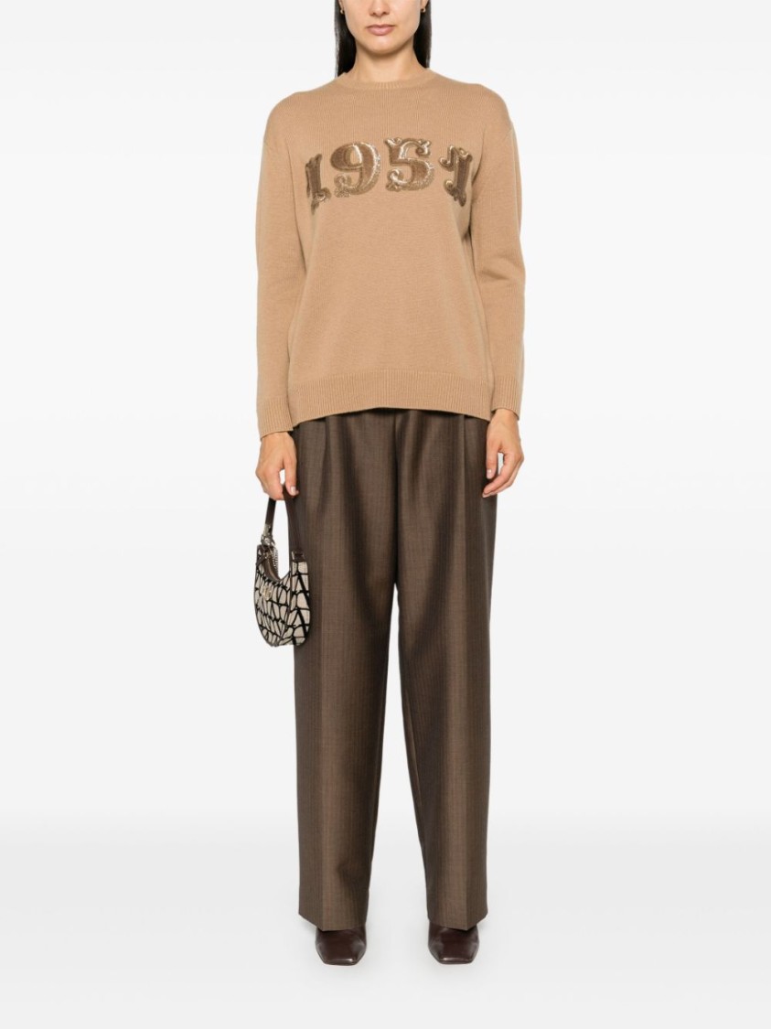 Max Mara Maxmara Women 1951 Sequin Embroidery Pullover In Brown