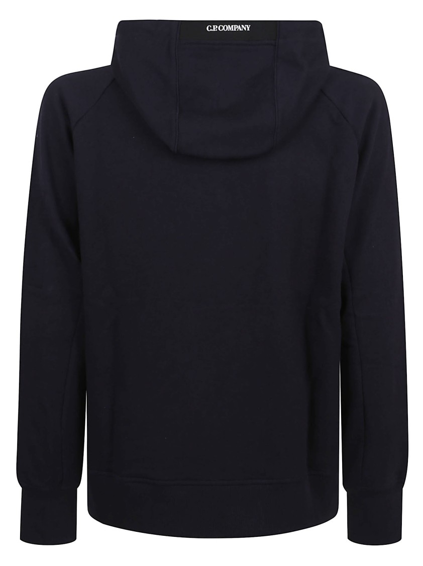 C.p. Company Relaxed Fit Black Zip-up Sweatshirt With Hood And Zippered Pockets