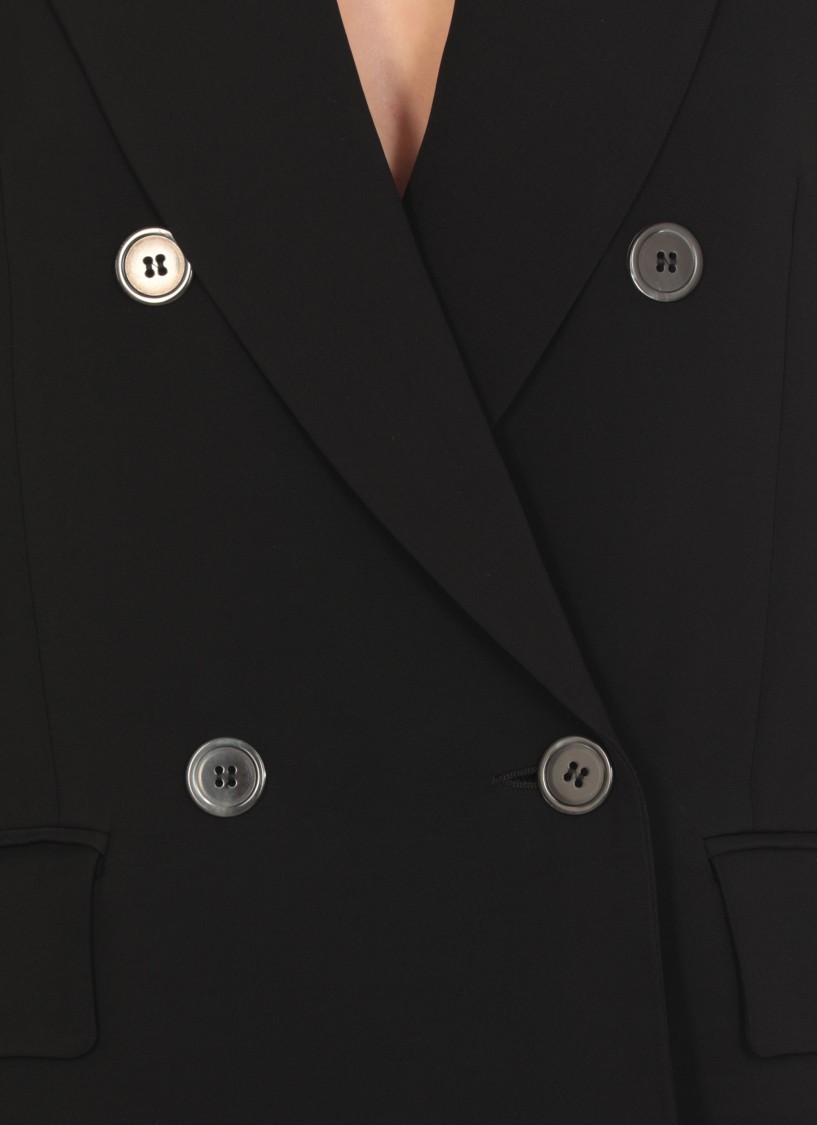 Shop Peserico Black Viscose Double-breasted Blazer