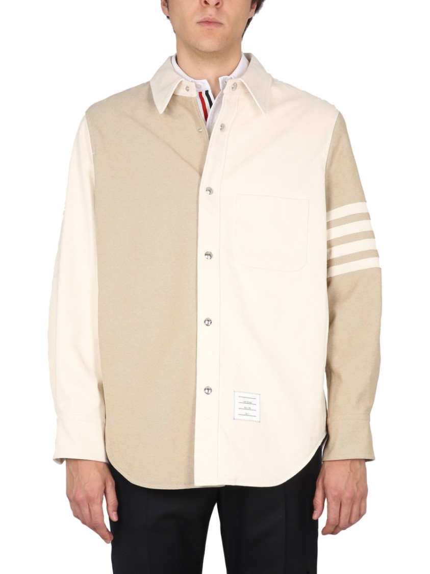 Shop Thom Browne Denim Jacket In Neutrals