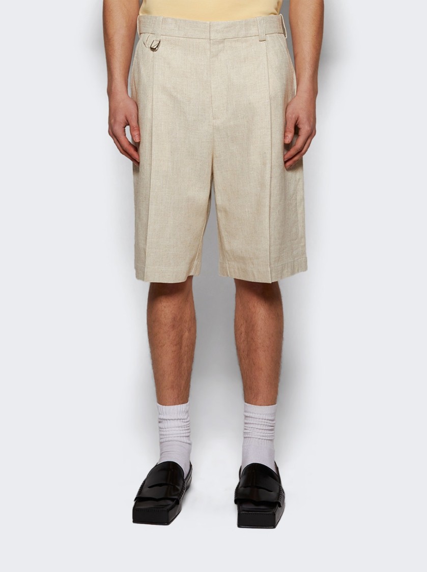 Jacquemus Beige Bermuda Shorts With Front Zip