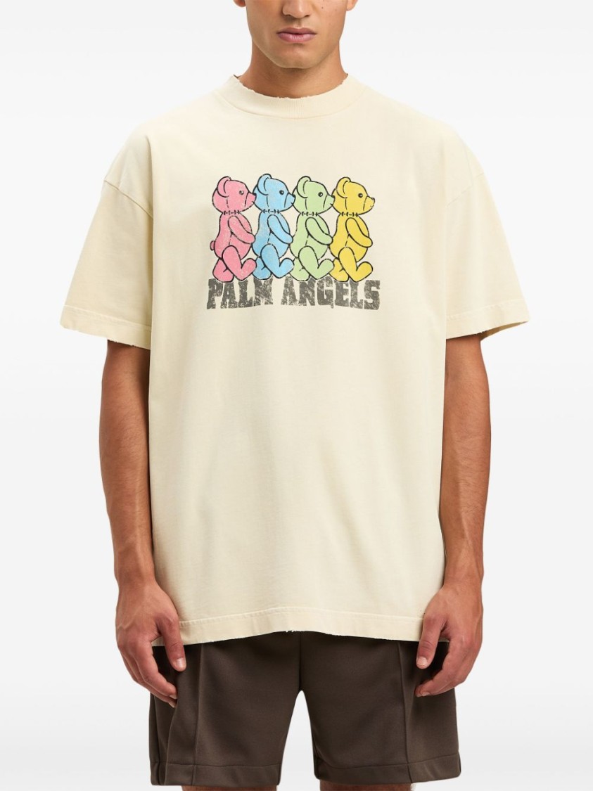Shop Palm Angels Ivory Playful Teddy Bear Graphic Oversized T-shirt In Neutrals