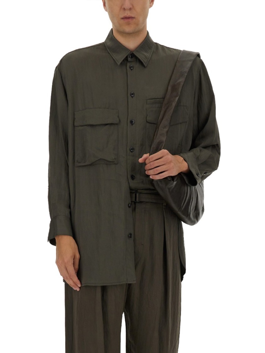 Lemaire Relaxed Fit Utility Overshirt In Gray