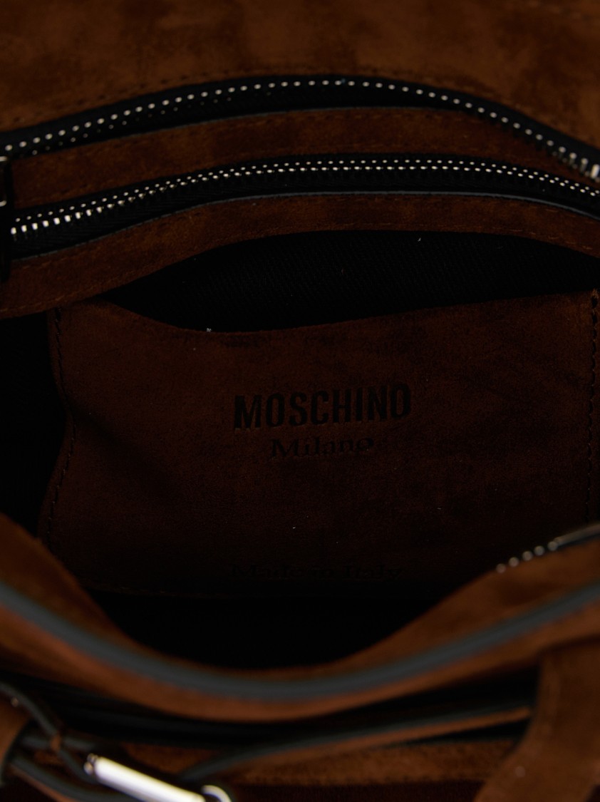 Moschino Small Handbag With Adjustable Strap And Buckle In Brown