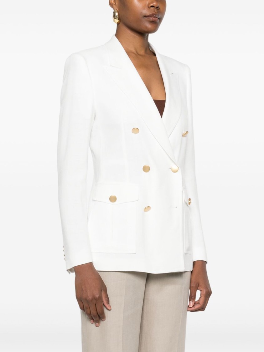 Tagliatore Double-breasted White Jacket With Gold-tone Buttons In White